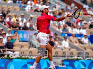 Novak Djokovič počas osemfinále na OH 2024 v Paríži.