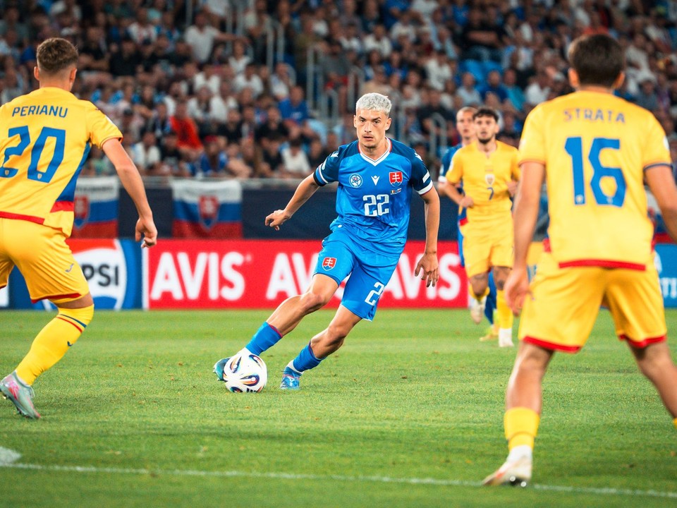 Tomáš Rigo v zápase Slovensko - Rumunsko na EURO U21 v Bratislave.