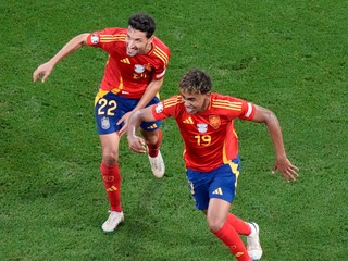 Lamine Yamal sa teší po strelenom góle v zápase Španielsko - Francúzsko v semifinále EURO 2024.