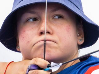 Slovenská lukostreľkyňa Denisa Baránková počas kvalifikácie olympijského luku na OH 2024 v Paríži