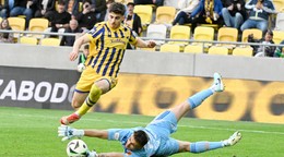 Ammar Ramadan (Dunajská Streda) strieľa tretí gól počas finále play off v Niké lige o Konferenčnú ligu (EKL) FC DAC 1904 Dunajská Streda - FK Železiarne Podbrezová.