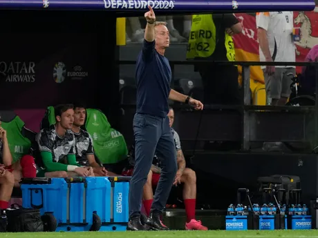 Kasper Hjulmand v zápase Nemecko - Dánsko na EURO 2024. 