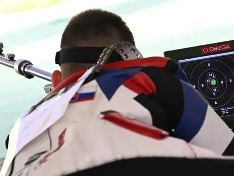 Slovenský strelec Patrik Jány počas OH 2024 v Paríži. 