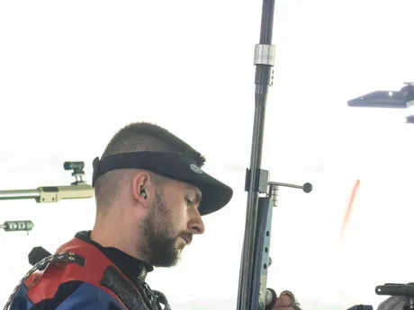 Slovenský strelec Patrik Jány na OH v Paríži 2024. 