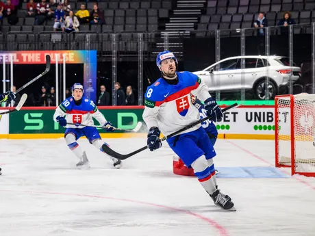 Maxim Čajkovič v zápase Slovensko - Francúzsko na MS v hokeji 2025.