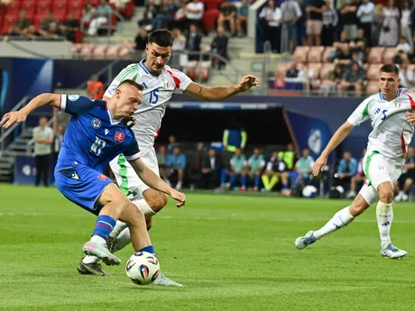 Fotka zo zápasu Slovensko - Taliansko na EURO U21 2025.
