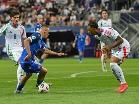 Fotka zo zápasu Slovensko - Taliansko na EURO U21 2025.