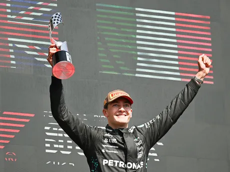 George Russell sa raduje z víťazstva na Veľkej cene Kanady 2025